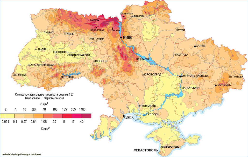 Карта радіоактивного забруднення України